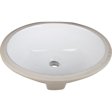 Hardware Resources 15-9/16" Lx13" W White Oval Undermount Porcelain Bathroom Sink With Overflow H8809WH